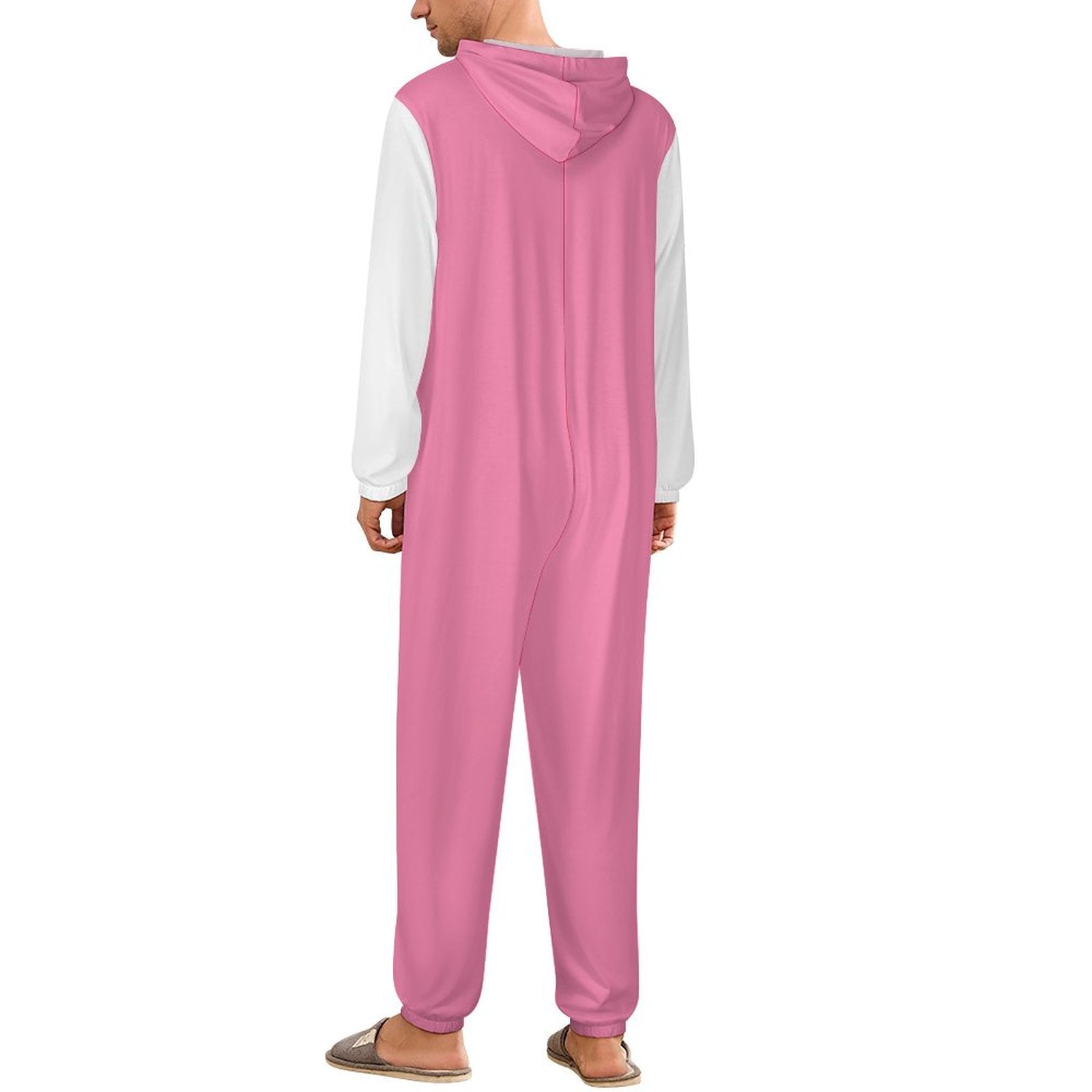 Faux Cotton Women Zip up Jumpsuit Pajama (Pink)