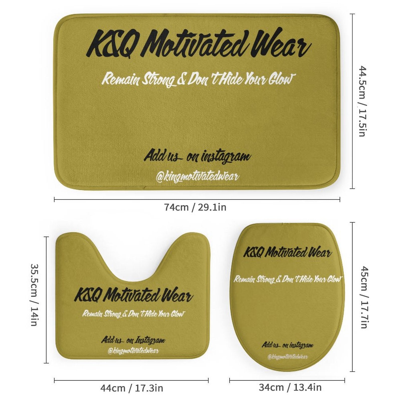 Shower Curtain Set with 3 Rugs (K&Q Motivated Wear)